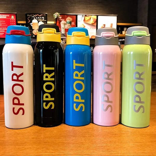 500ml Portable Sports Water Bottles Thermos With Straw (random Color)