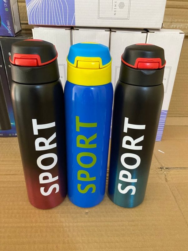 500ml Portable Sports Water Bottles Thermos With Straw (random Color)