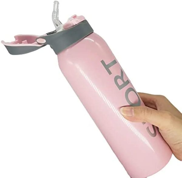 500ml Portable Sports Water Bottles Thermos With Straw (random Color)