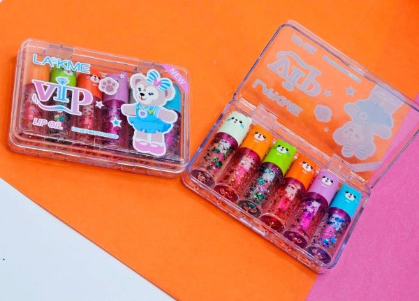 6 Pcs Cute Bear Changing Lip Gloss Set