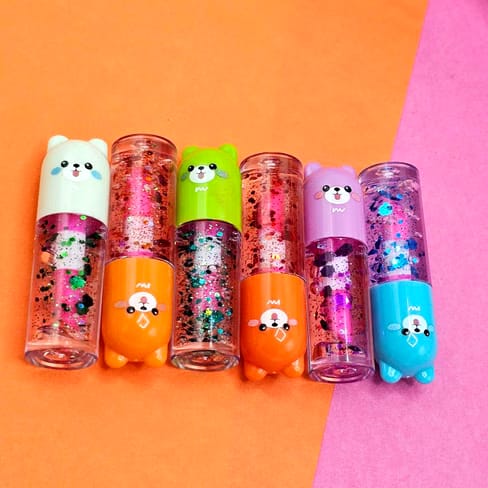 6 Pcs Cute Bear Changing Lip Gloss Set