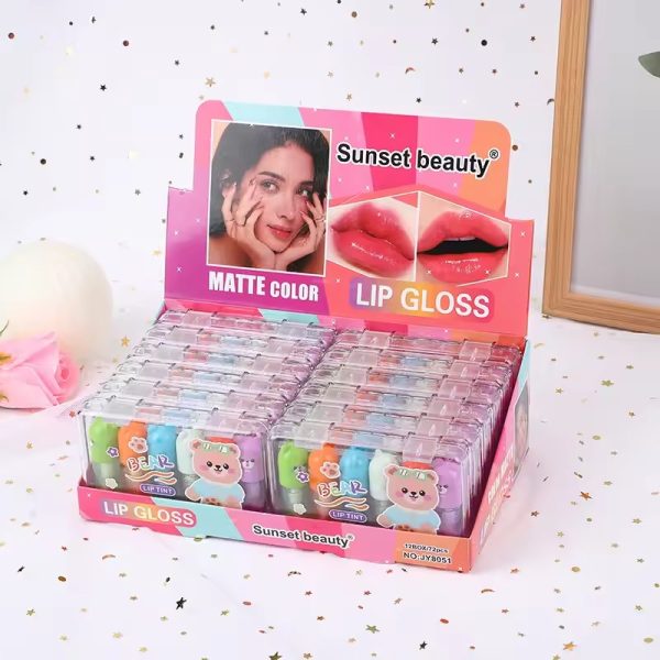 6 Pcs Cute Bear Changing Lip Gloss Set