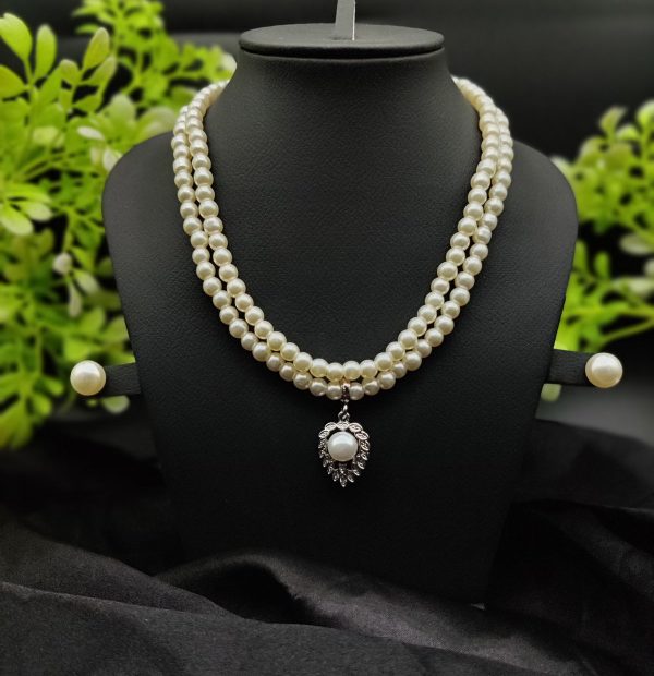 Imported Elegant Double-strand Pearl Necklace With Delicate Pendant | Girls & Women Fashion