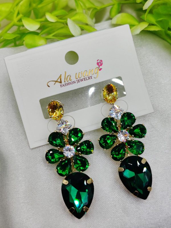 Emerald Radiance Floral Drop Earrings