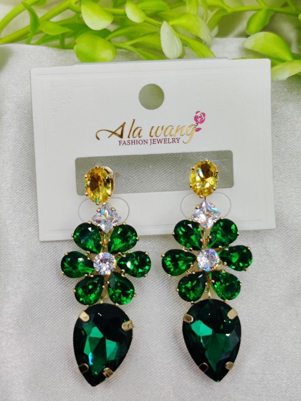 Emerald Radiance Floral Drop Earrings