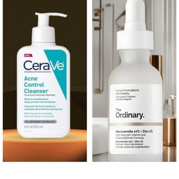 Pack Of 2 Cerave Acne Control Cleanser 237ml + Niacinamide Serum 30ml Deal | Perfect Deal Cerave Acne Control Cleanser & Niacinamide Serum