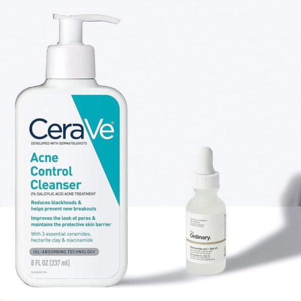 Pack Of 2 Cerave Acne Control Cleanser 237ml + Niacinamide Serum 30ml Deal | Perfect Deal Cerave Acne Control Cleanser & Niacinamide Serum