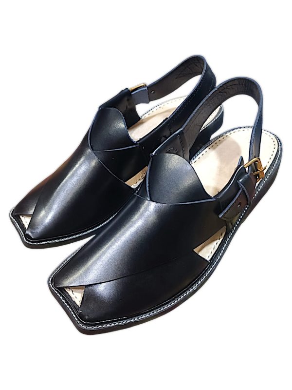 Peshawari Keri Black Pure Leather Peshawari Chappal For Men (without Box)