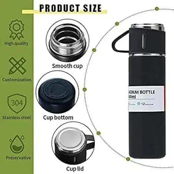 Stainless Steel 500ml Hot & Cool Water Bottle (500 Ml) (random Color)